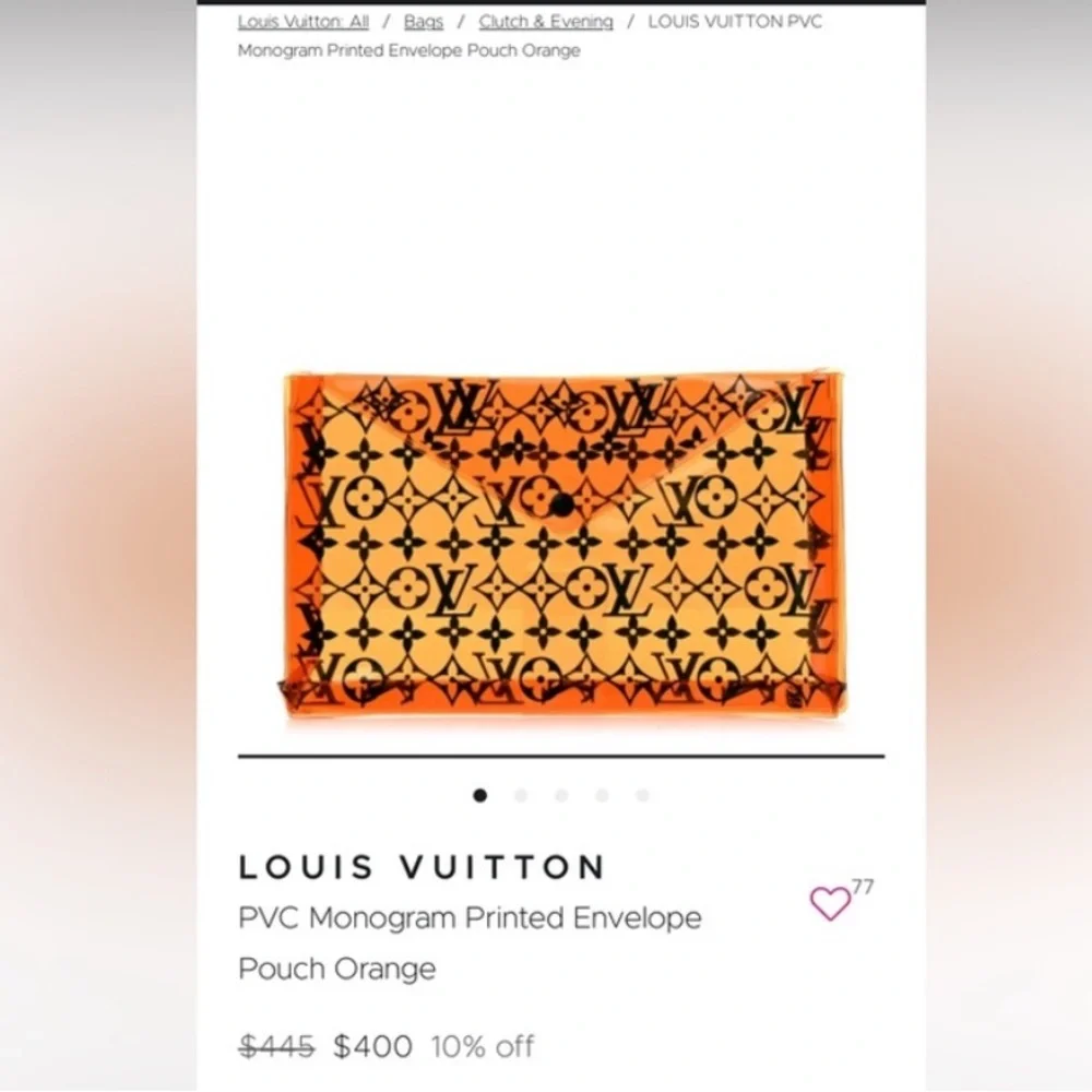 Authentic Louis Vuitton Monogram Clear Clutch Pouch